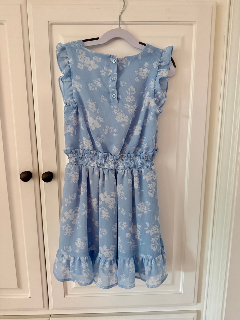 Cat & Jack Girls Blue Floral Ruffle Dress, Size Medium (8) - Picture 6 of 6